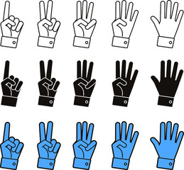 Hand Gesture Icons for Counting from One to Five