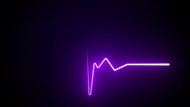 4k seamless loop animation Heartbeat line. Pulse trace. EKG and Cardio symbol. Healthy Medical. Neon heartbeat on black background. heartbeat line neon light heart rate display screen medical research