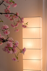 和風、桜とライト