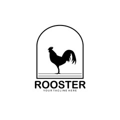 Rooster vintage badge logo vector illustration design