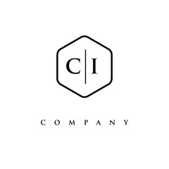 initial CI logo design vector