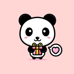 cute cartoon panda vector design carrying gifts