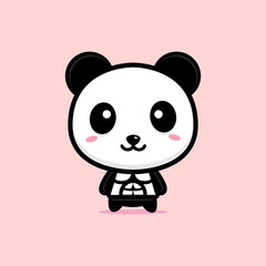cartoon cute panda vector design has a stocky body