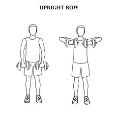 Upright row workout exercise vector illustration outline