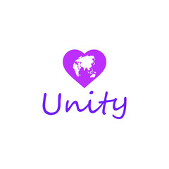 image of earth islands inside purple color love icon