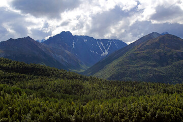 Alaskan landscape with mountains and valley