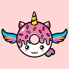 cute cartoon unicorn vector design in the shape of a donut © Wantrisna Vektor