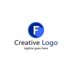 letter F logo in the middle of a blue circle