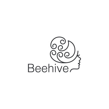 Beehive hairdo logo template. line art design vector