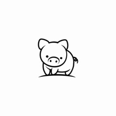 simple pig head icon logo in cartoon style, isolated on white background