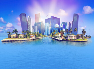 Fototapeta na wymiar Collage about Ft. Lauderdale, Florida, United States