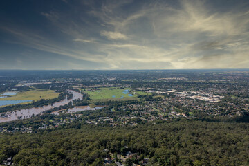 Obraz premium Aerial view of flooding of the Nepean River in Sydney in Australia