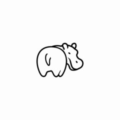 Vector Logo Illustration of Hippo in outline Style.
