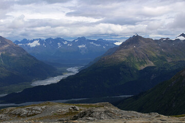 View on an Alaskan valley on a hike