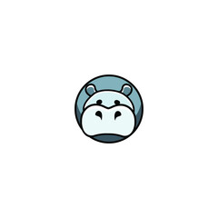 hippo mascot illustration cute character cartoon logo vector icon
