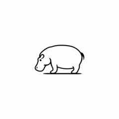 Vector Logo Illustration of Hippo in outline Style.
