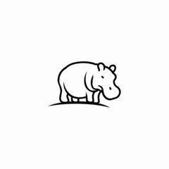 Vector Logo Illustration of Hippo in outline Style.
