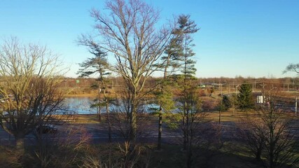 Aerial Crane Shot of Exit 8a at the New Jersey Turnpike.