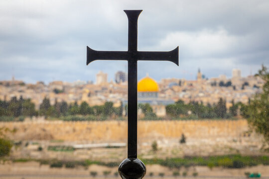  Dominus Flevit church located on the Mountain of Olives on the old part of city Jerusalem. Israel march 2021