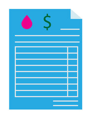 water utility bill icon on white background. water docs paper sign. beautiful payment sign. flat style.