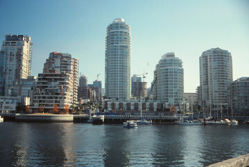 Fototapeta na wymiar View of condo's by the waterfront, opposite Granville Island