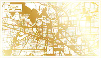 Toluca Mexico City Map in Retro Style in Golden Color. Outline Map.