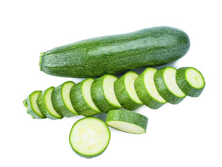 green fresh japanese cucumbers isolated on white