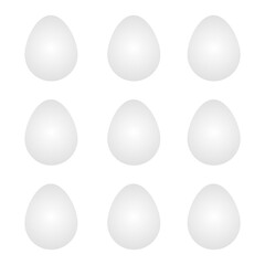 Group of Vector gradient gray Easter eggs with sunlight isolated on a white background. Seamless pattern