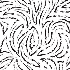 Seamless black vector pattern of corners and flowing lines with torn edges.Texture from brushstrokes of paint on a white background.