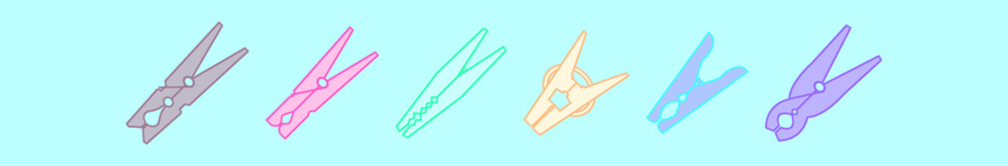 Obraz premium set of clothespins cartoon icon design template with various models. vector illustration isolated on blue background