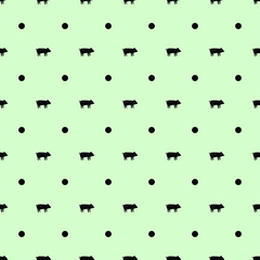 Abstract Seamless Pattern Green Pig Doodle Animal Geometric Figures Background Vector