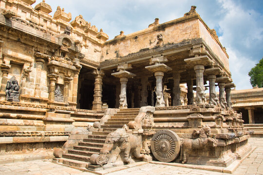 Airavatesvara Temple built by Rajaraja Chola II in the 12th century CE is a UNESCO World Heritage Site, Kumbakonam, India