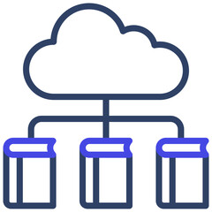 Cloud with books, icon of cloud library