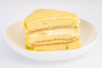 A piece of fresh cake