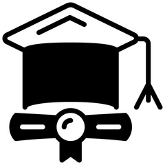 Mortarboard with document, degree icon