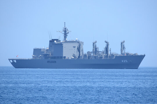 Kyoto, Japan - July 25, 2014:Japan Maritime Self-Defense Force JS Masyu (AOE-425), Mashu-class replenishment oilers.