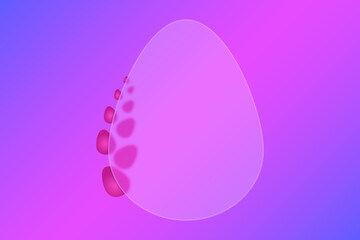 Happy Easter. Festive postcard. Frosted glass egg. Colored vector illustration. Style Glass morphism. Place for your text. Ornament from colored Easter eggs. Isolated colorful background. 