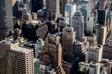 Aerial view of New York skyline with Manhattan midtown urban skyscrapers, New York City, USA.