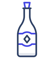 Flat design of wine bottle, whisky icon