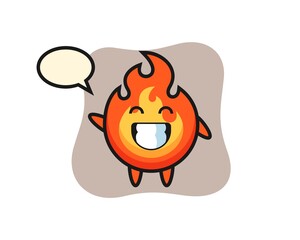 Fototapeta premium fire cartoon character doing wave hand gesture
