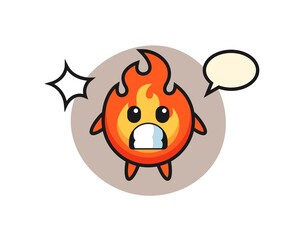 fire character cartoon with shocked gesture