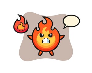 fire character cartoon with angry gesture