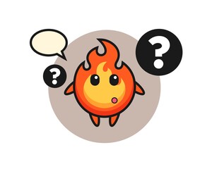 Cartoon Illustration of fire with the question mark