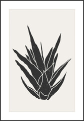 Fototapeta na wymiar Minimalist botanical line art composition with leaves abstract collage