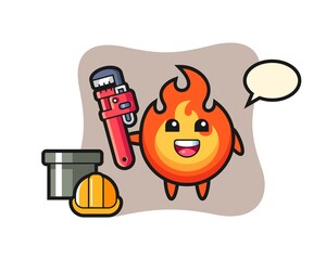 Character Illustration of fire as a plumber