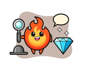 Illustration of fire character with a diamond