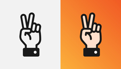 Peace or victory hand gesture vector icon illustration. Two fingers up. 