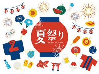 Japanese summer vector icon 夏祭りアイコンセット