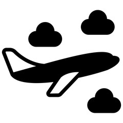 It's time to travel, icon of airplane in filled design