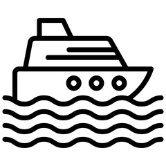 Travel by water vehicle, watercraft icon